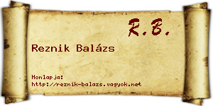 Reznik Balázs névjegykártya